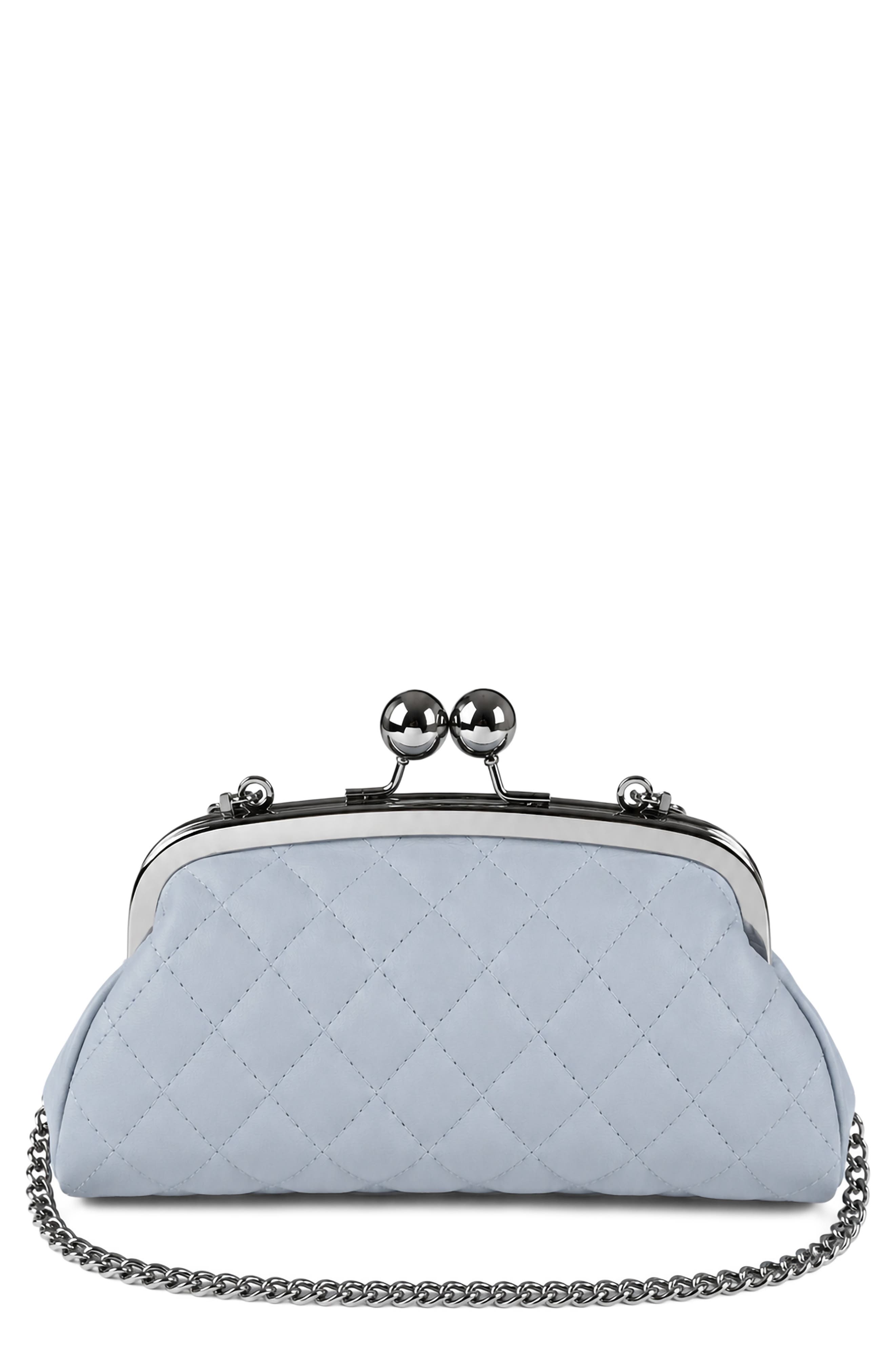 Alethea Quilted Leather Clutch, Main, color, PALE BLUE