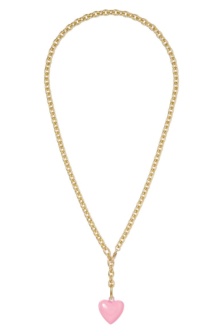 The Mini Happy Heart Pendant Necklace, Main, color, PINK