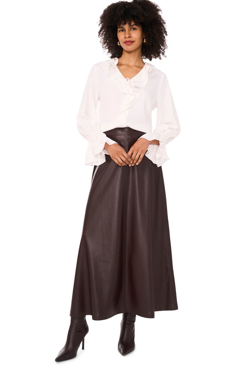 Vince Camuto Double Ruffle Bell Sleeve Top, Alternate, color, New Ivory