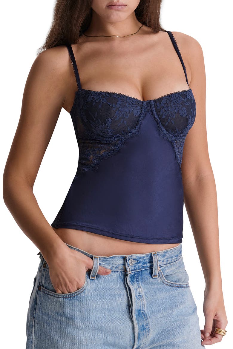 Cecilie Lace Corset Camisole, Main, color, NAVY