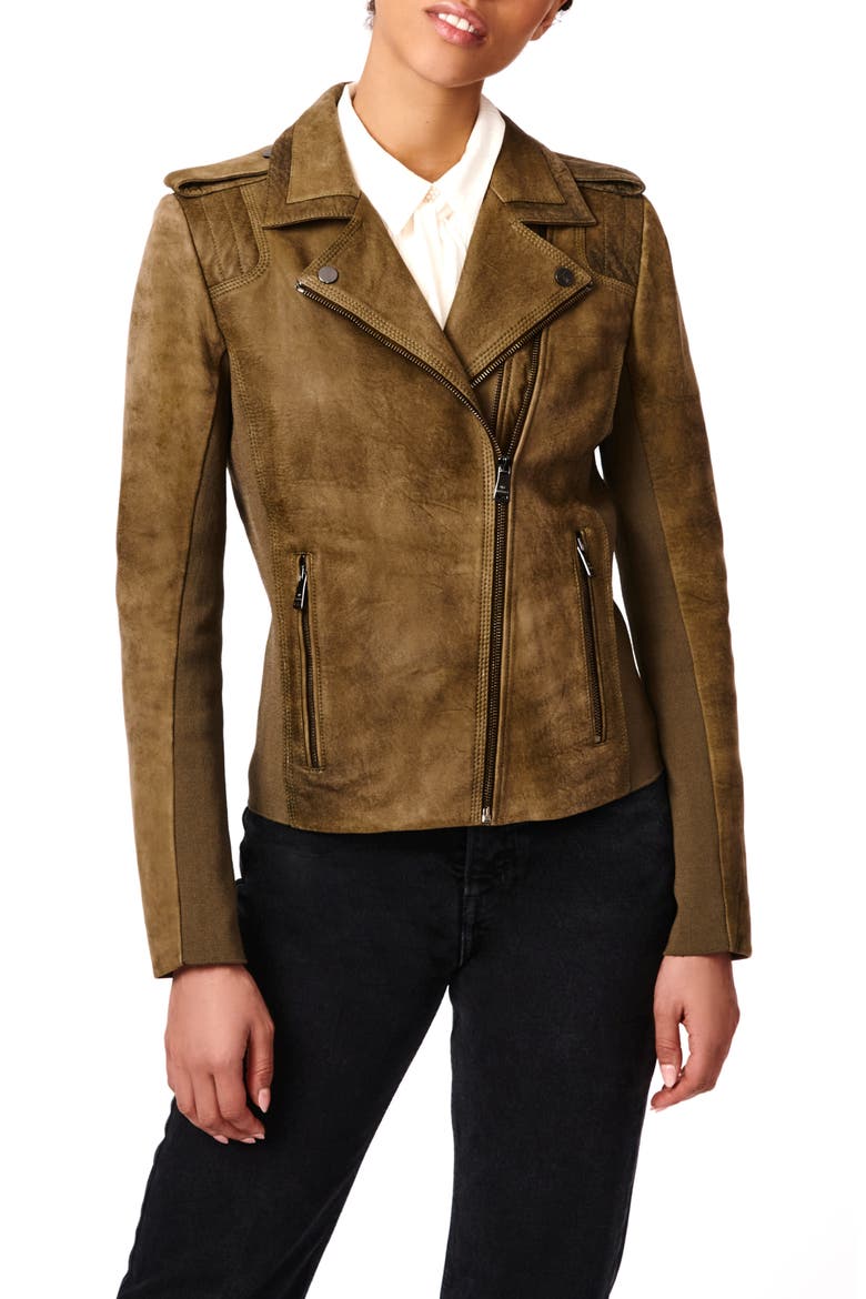 Suede Moto Jacket, Main, color, OLIVE