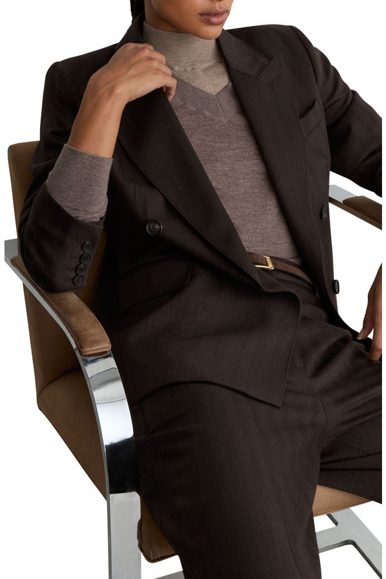 Dawson Wool Blend Herringbone Double Breasted Blazer, Alternate, color, CHOCOLATE BROWN