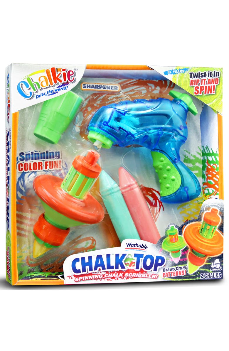 Lanard Chalkie Chalkie Chalk Top Spinning Chalk Scribbler, Rip Cord Launcher, Main, color, Multicolored