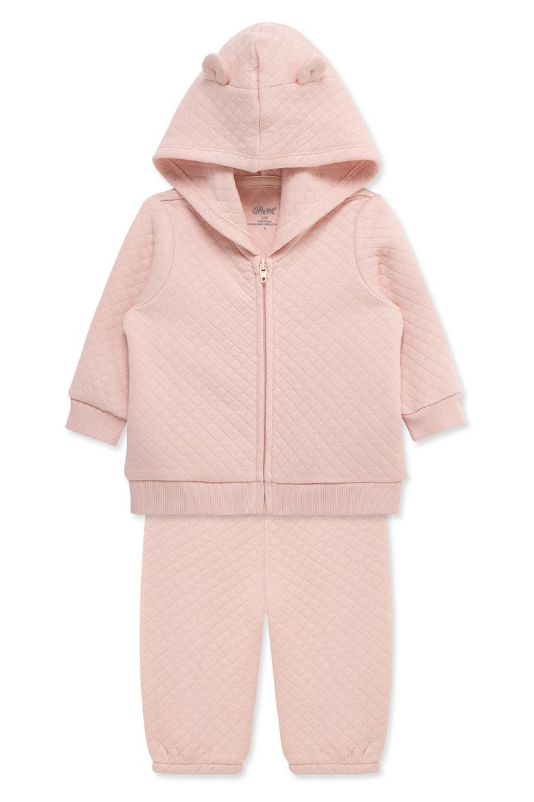 Quilted Full Zip Hoody & Sweatpants Set, Alternate, color, MEDIUM PINK