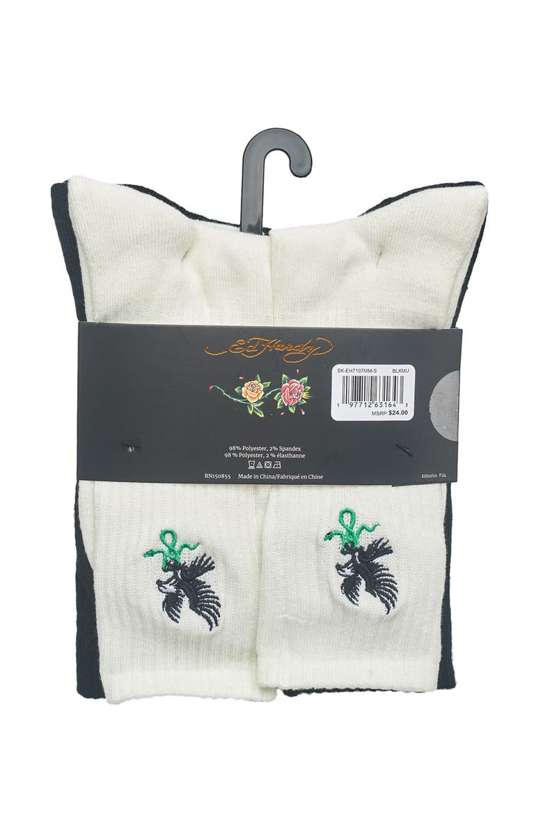 Ed Hardy Mens Embroidery Half Cushion Crew Sock 5-Pack, Alternate, color, 