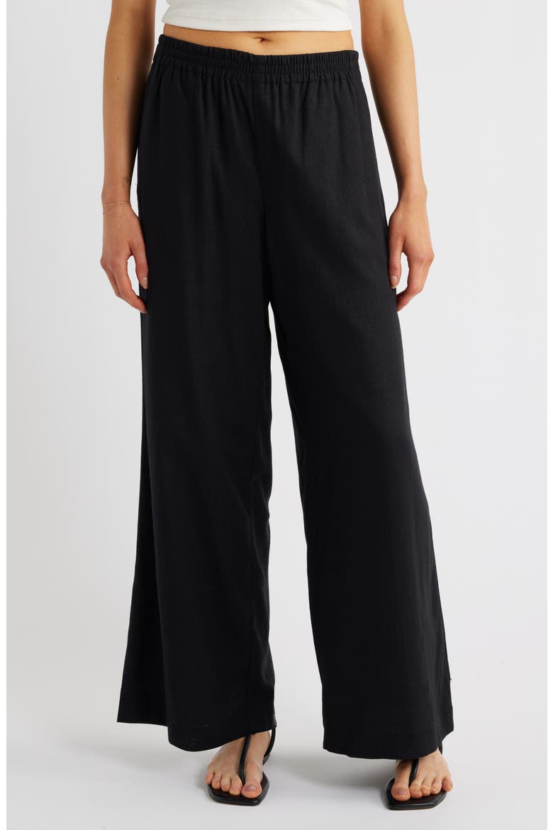 Pull-On Wide Leg Pants, Main, color, RICH BLACK