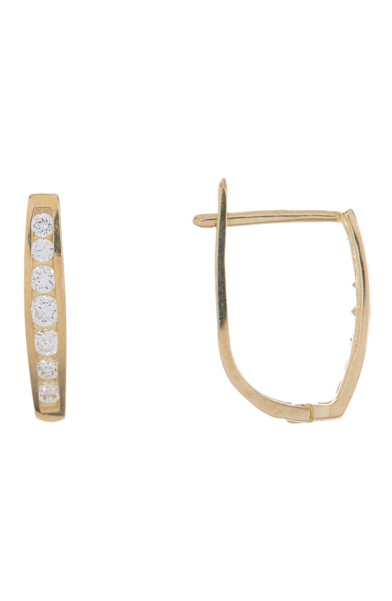 CANDELA JEWELRY 10K Gold CZ Huggie Earrings, Main, color,