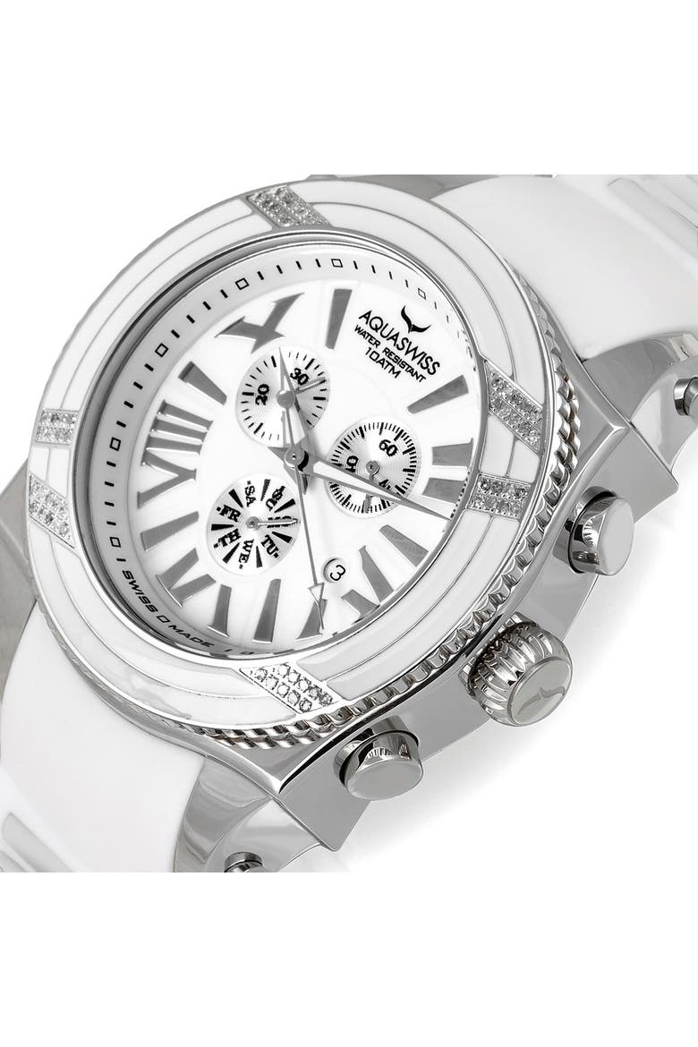 Men's Swissport XG D Diamond Sporty Watch, 63mm - 0.75 ctw, Alternate, color, WHITE