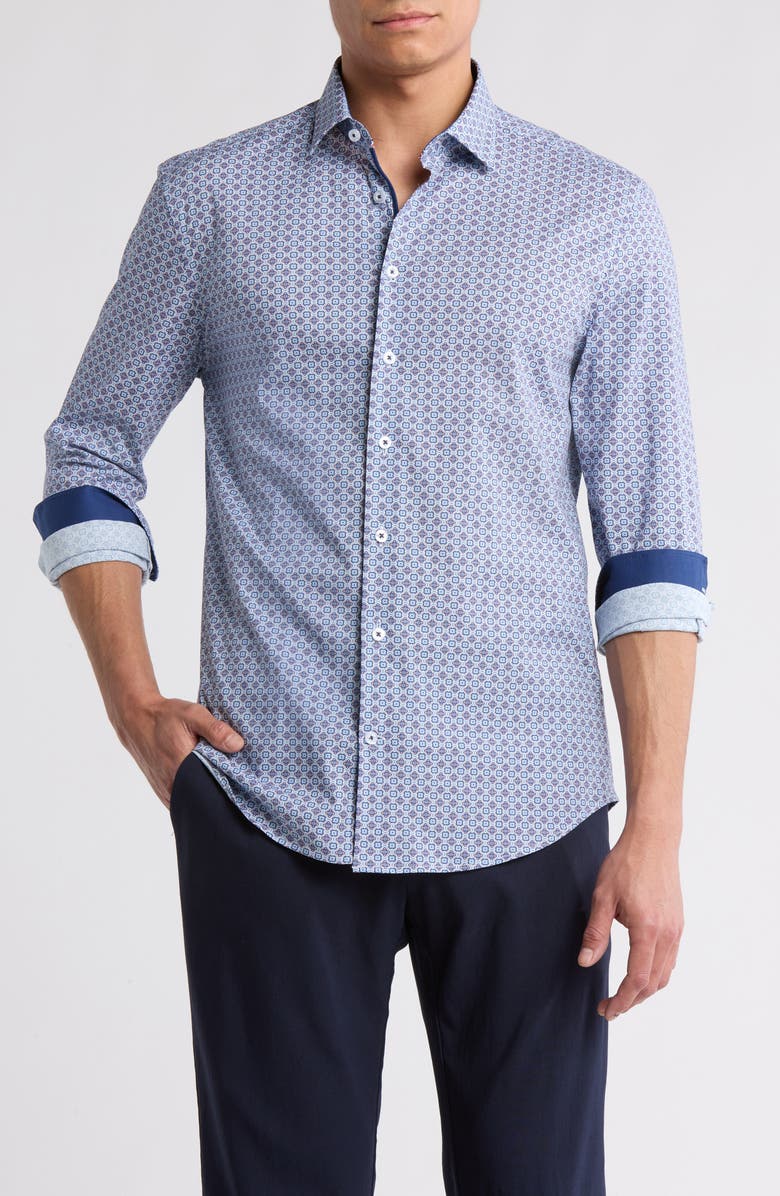 SOUL OF LONDON Long Sleeve Stretch Cotton Button-Up Shirt, Main, color,