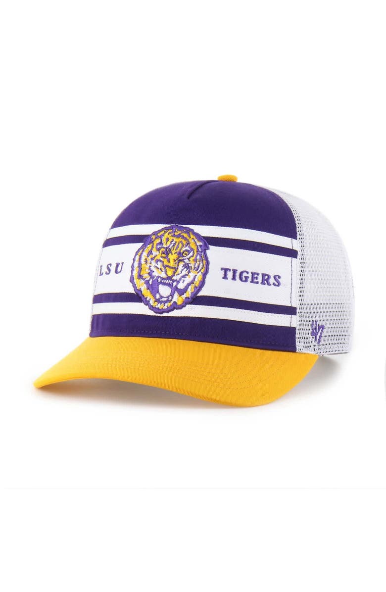 '47 Youth '47 Purple/Gold LSU Tigers Super Stripe Hitch Adjustable Trucker Hat, Main, color, Purple