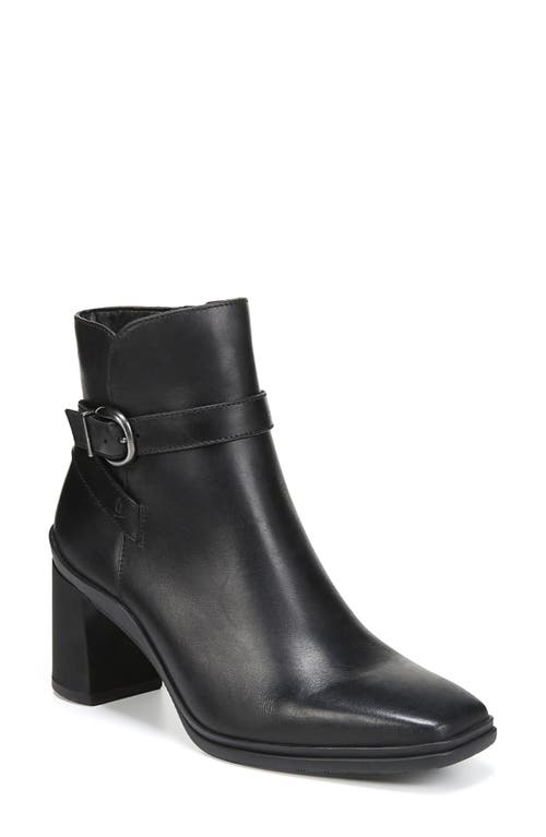 Naturalizer Aimee Weatherproof Zip Bootie in Black Leather 