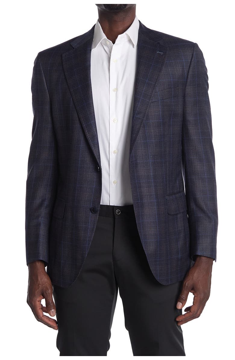 Peter Millar Hyperlight Plaid Two Button Notch Lapel Wool Suit Separate Sport Coat, Main, color, 
