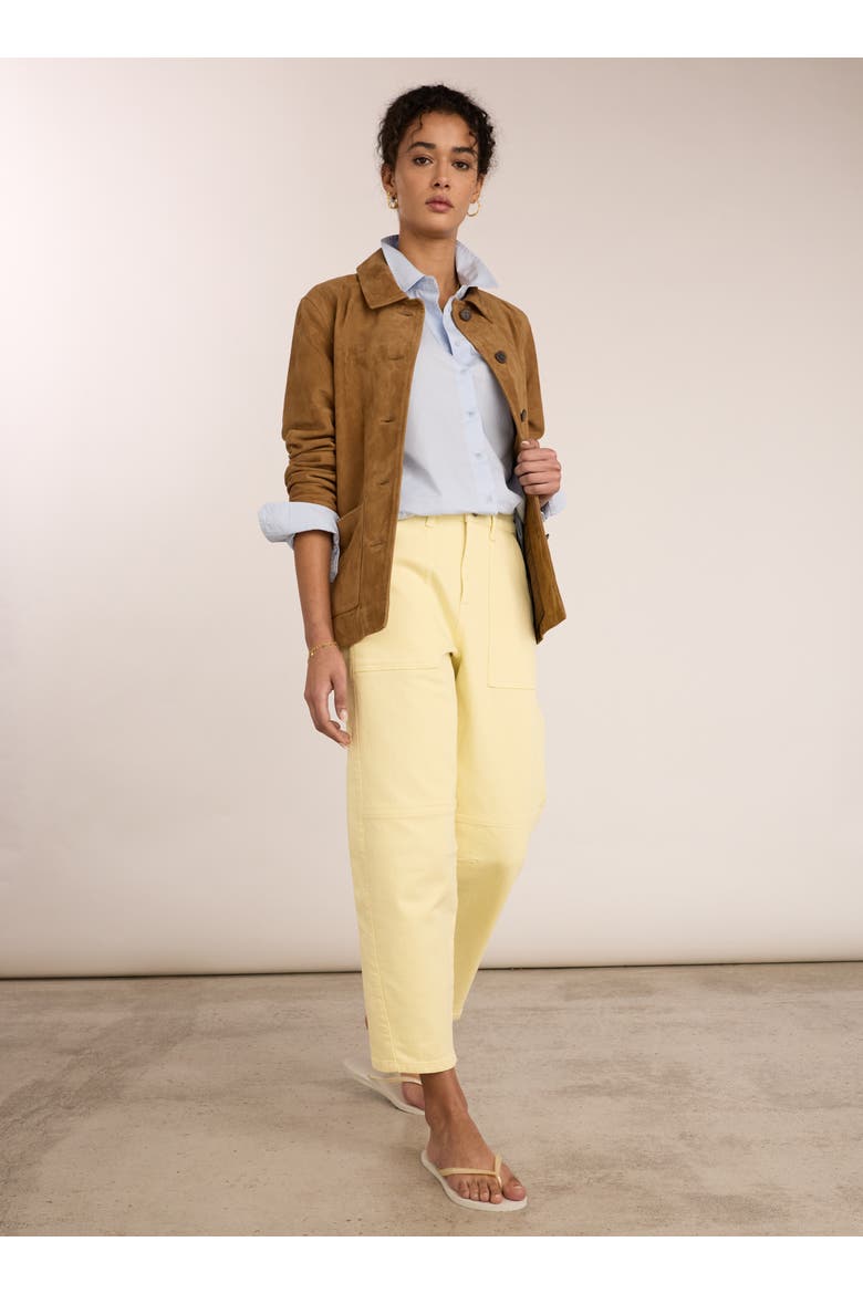 Reece Stretch Barrel Leg Cargo Jeans, Alternate, color, Butter yellow