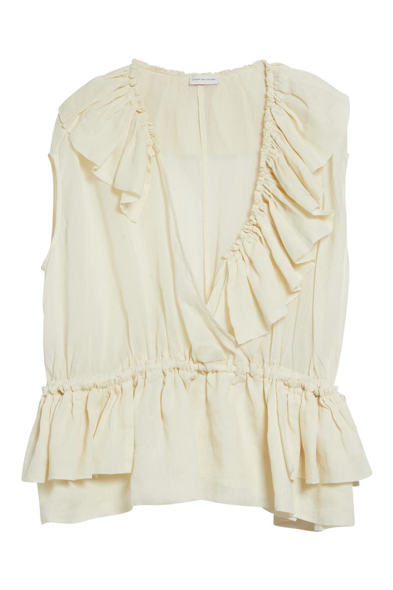 Ruffled Mousseline Top, Alternate, color, IVORY