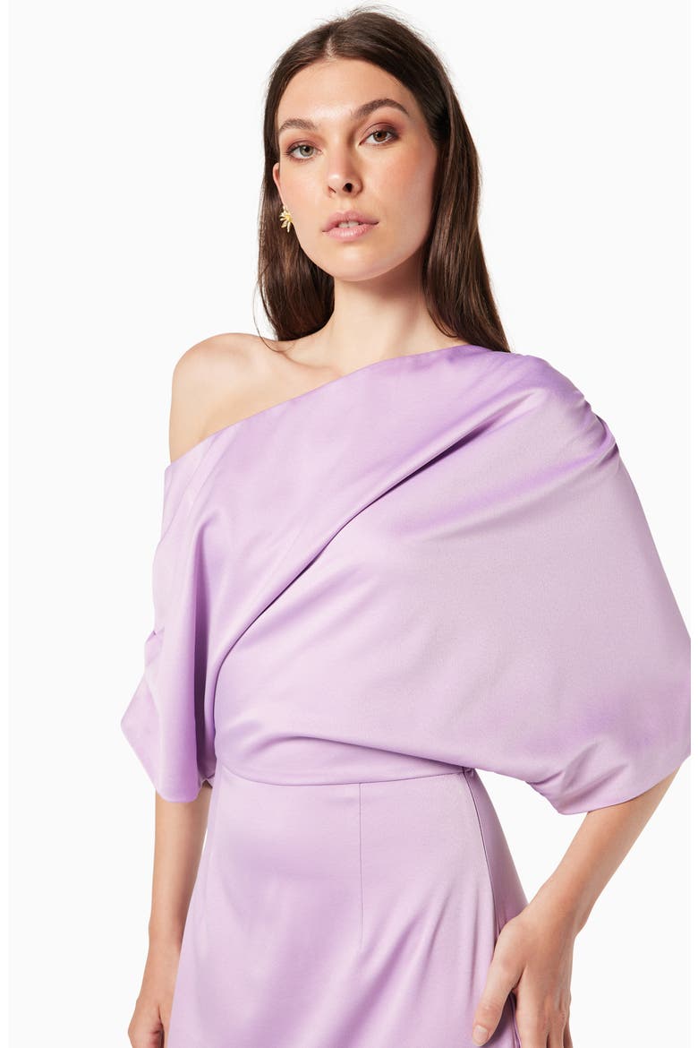Andrea One-Shoulder Satin Gown, Alternate, color, LILAC