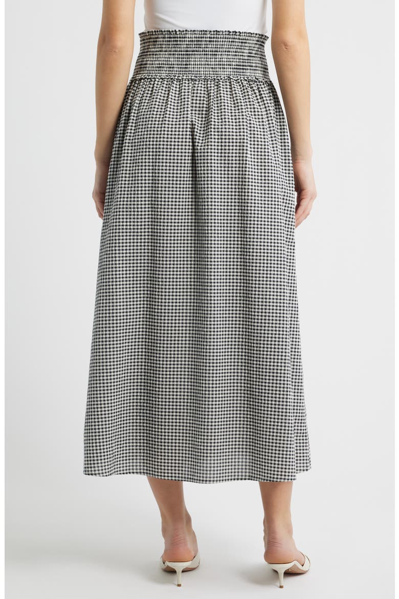 The Delphine Gingham Midi Skirt, Alternate, color, BLACK/ SAND GINGHAM