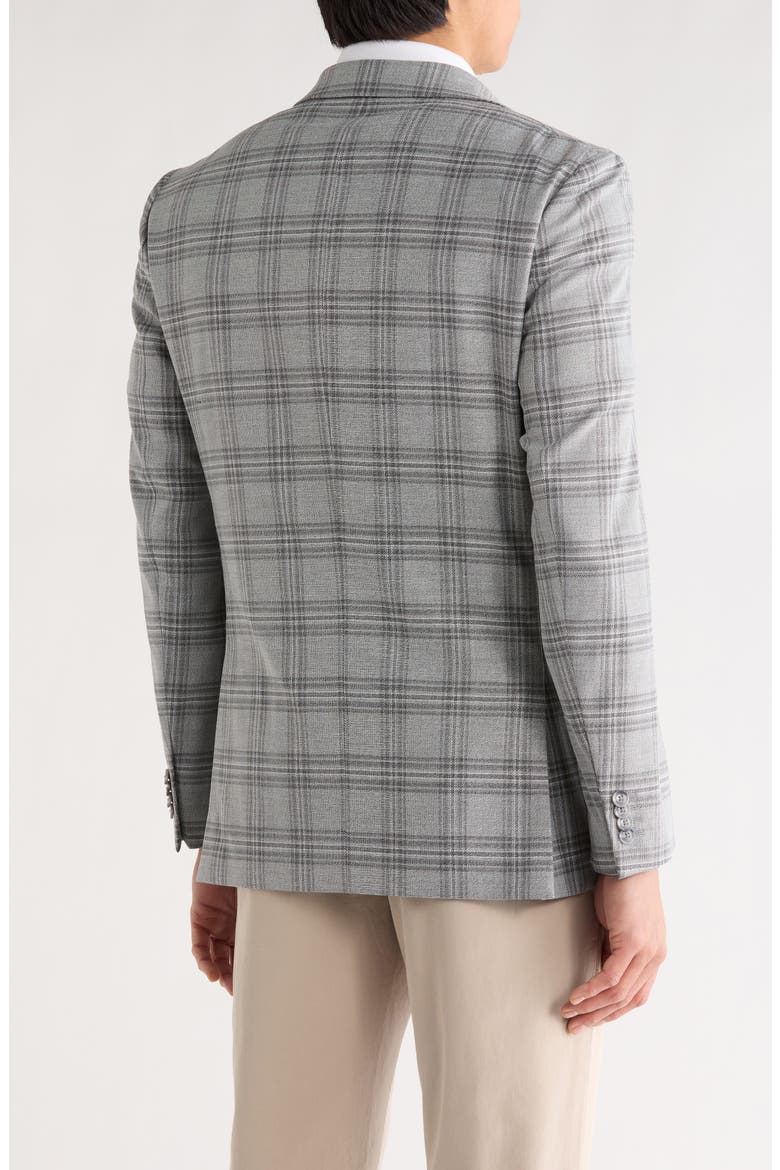 Plaid Notch Lapel Sport Coat, Alternate, color, GREY