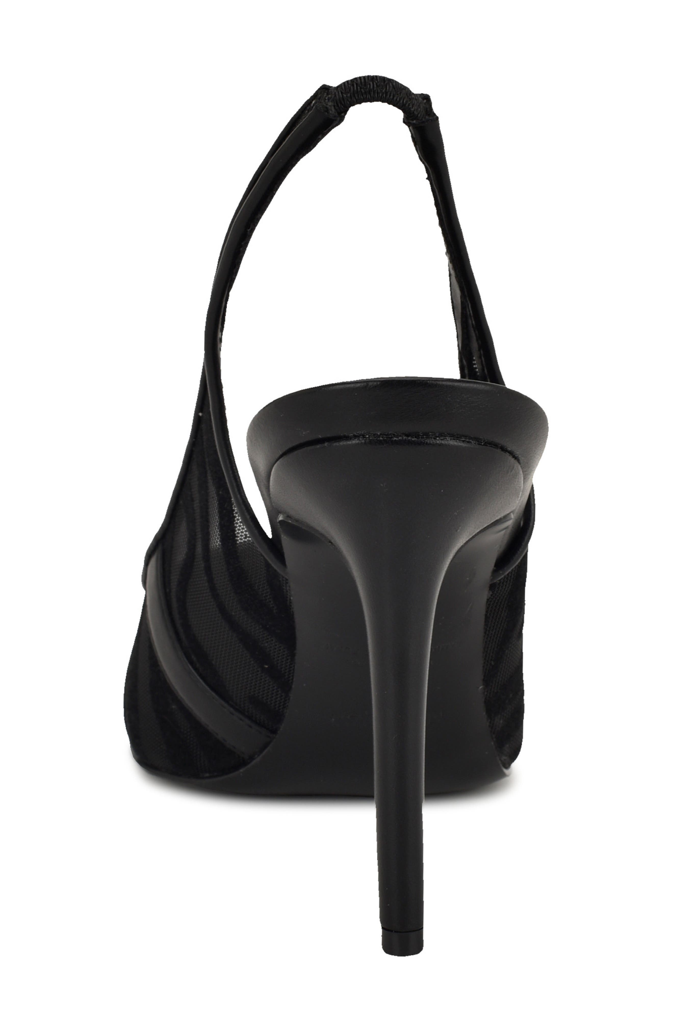 Nine West Feather Pointed Toe Slingback Pump, Alternate, color, Black