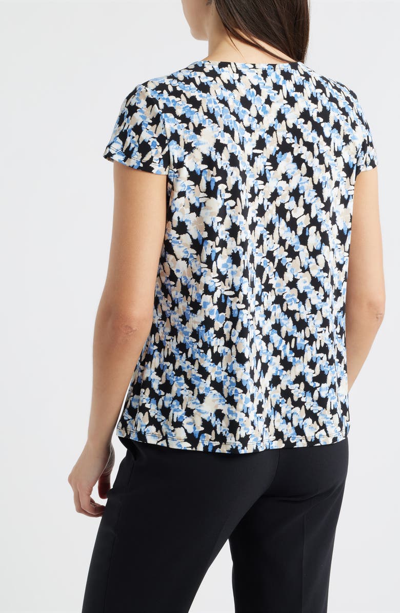 AK ANNE KLEIN Print Cap Sleeve Top, Alternate, color, Blue Yonder Mlt