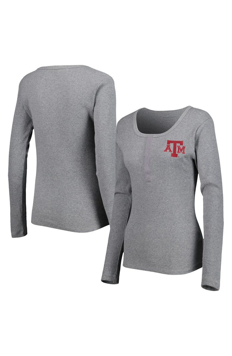 BOXERCRAFT Women's Gray Texas A&M Aggies Harper Henley Long Sleeve T-Shirt, Main, color,