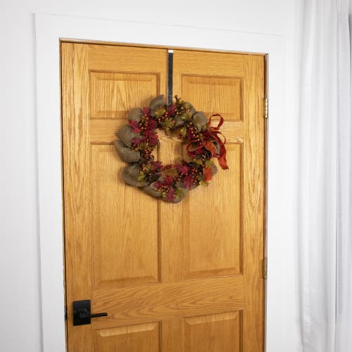 Northlight Rustic Burlap Fall Harvest Wreath With Acorns And Berries, 18-inch In Red