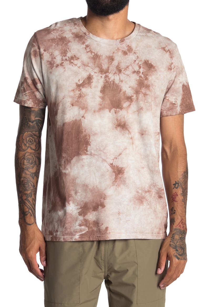 Tie Dye Crew Neck T-Shirt, Main, color, MOCHA