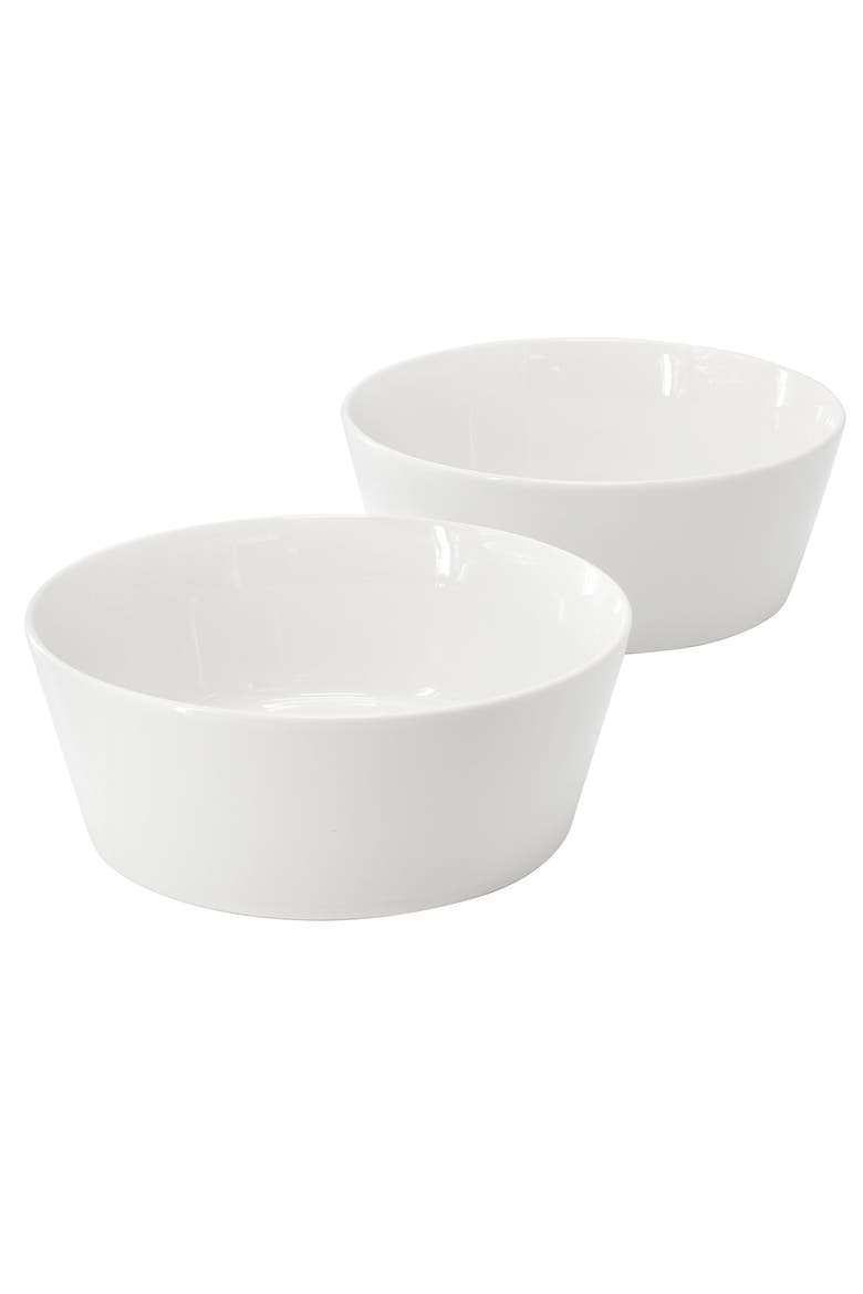 2 Piece 6.75 Inch Round Fine Ceramic Side Bowl Sets, Main, color, White