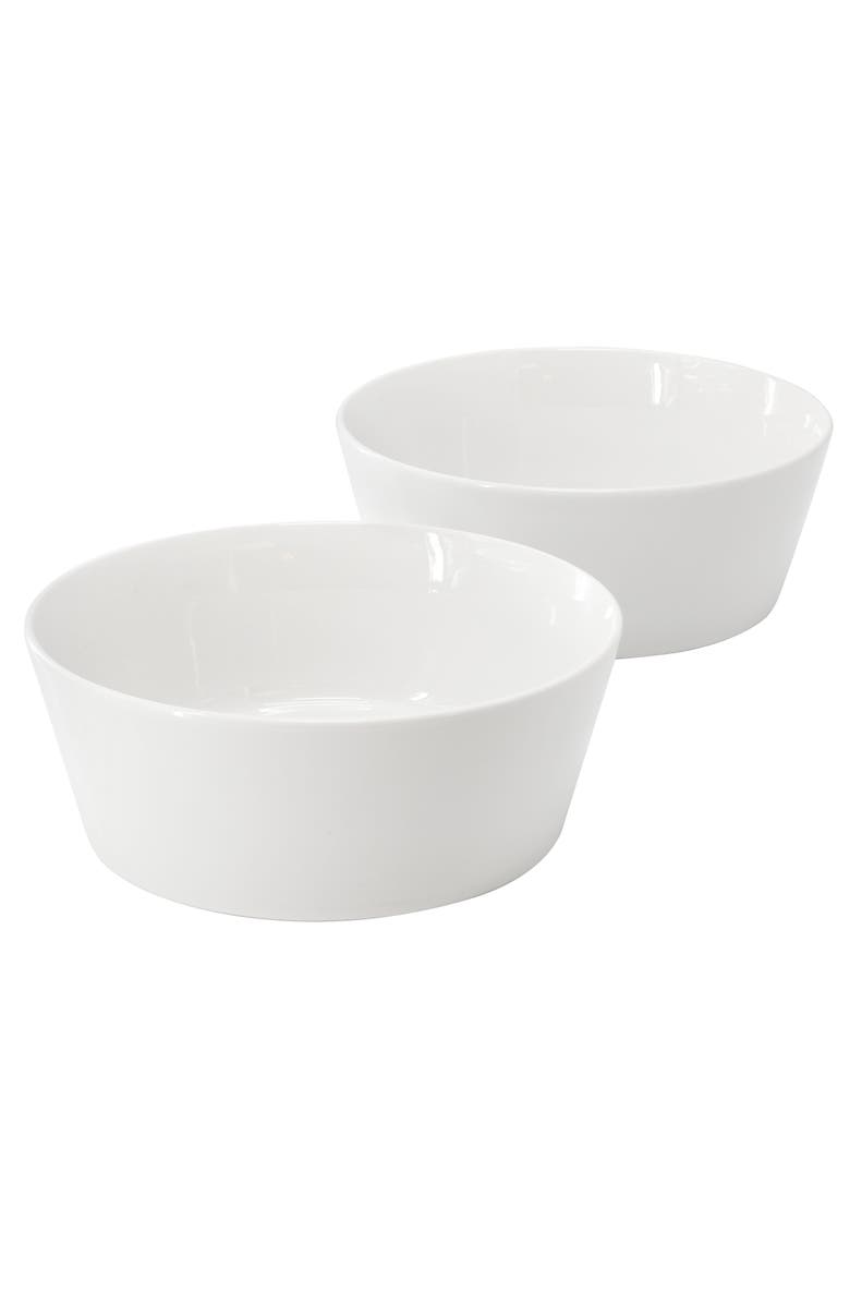 Gibson Home 2 Piece 6.75 Inch Round Fine Ceramic Side Bowl Sets, Main, color, White