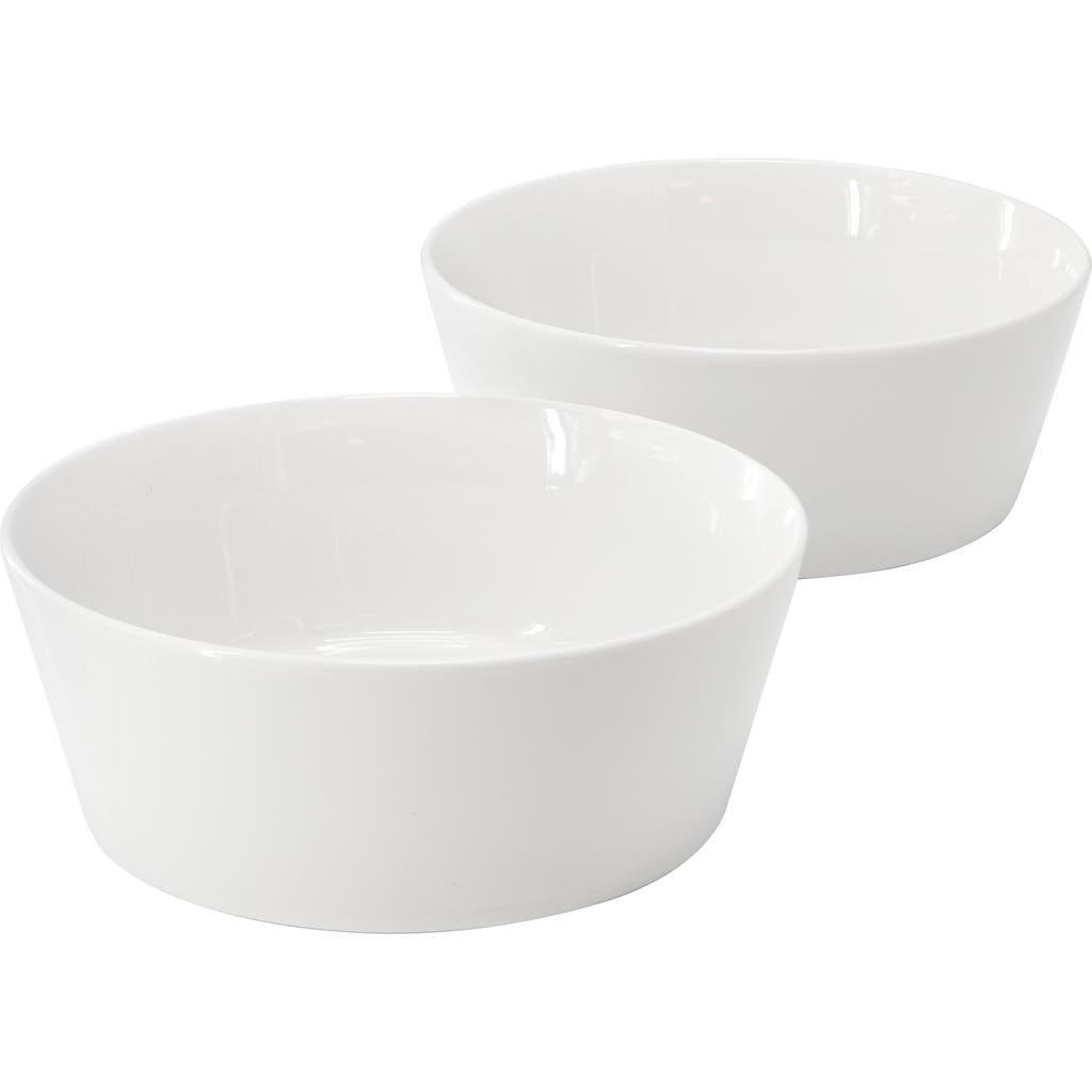 Gibson Home 2 Piece 6.75 Inch Round Fine Ceramic Side Bowl Sets In White