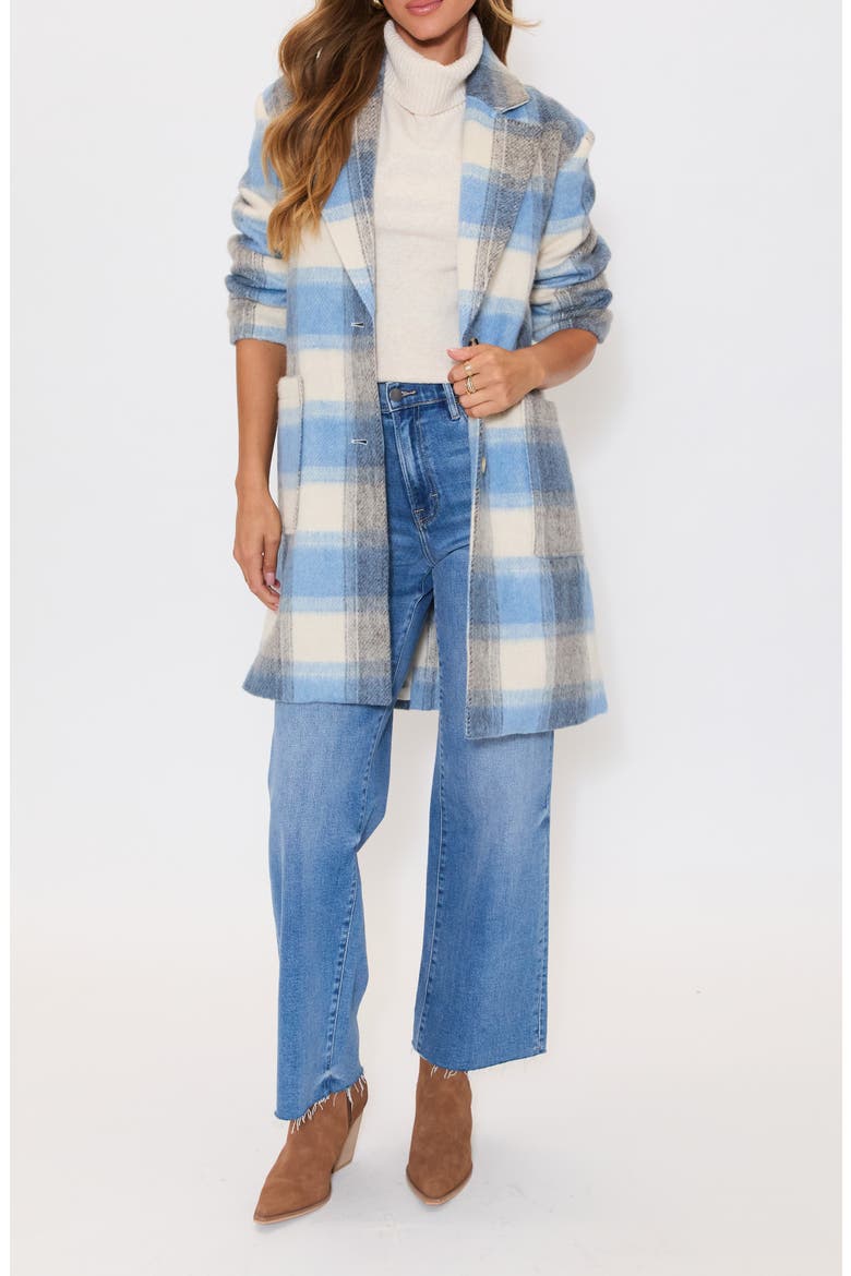 Geneva Brushed Plaid Coat, Alternate, color, BLUE MULTI