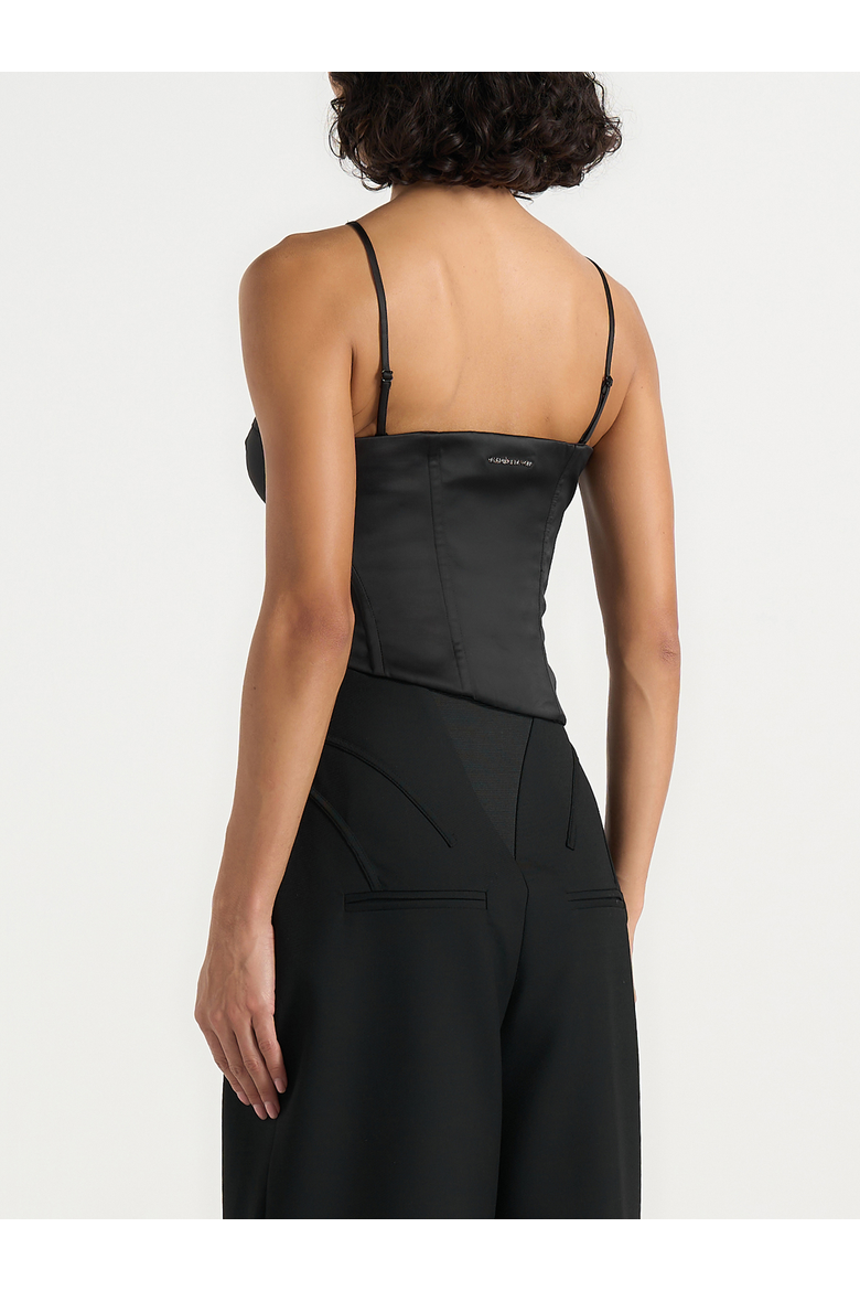 Aurelia Asymmetric Satin Corset Top, Alternate, color, Black