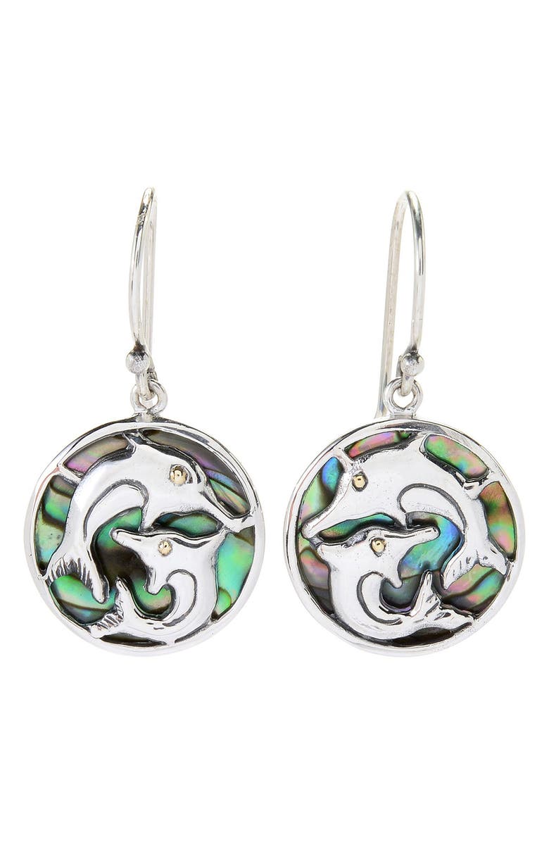 SAMUEL B. Abalone Dolphin Drop Earrings, Main, color, Blue And Green