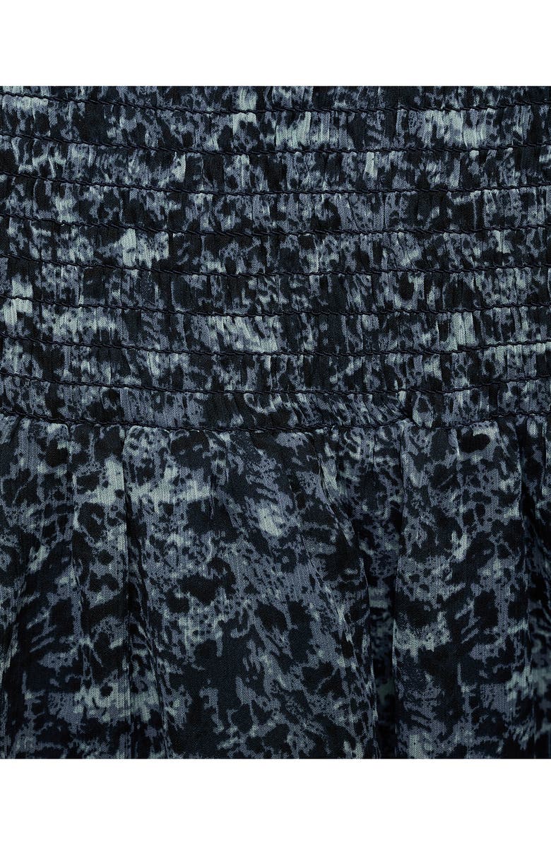 MANGO TEEN Smocked Print Skirt, Alternate, color, Petrol Blue