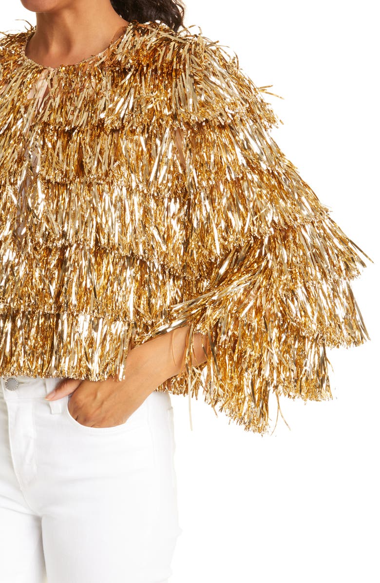 Alice + Olivia Fawn Tinsel Fringe Jacket, Alternate, color, 