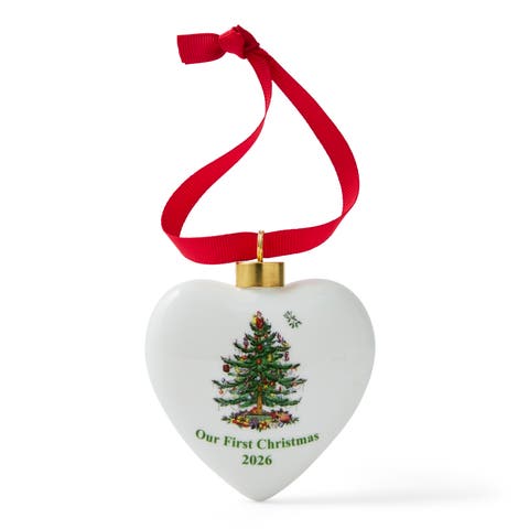 Christmas Tree Puffed Heart Our First Christmas  2026 Ornament