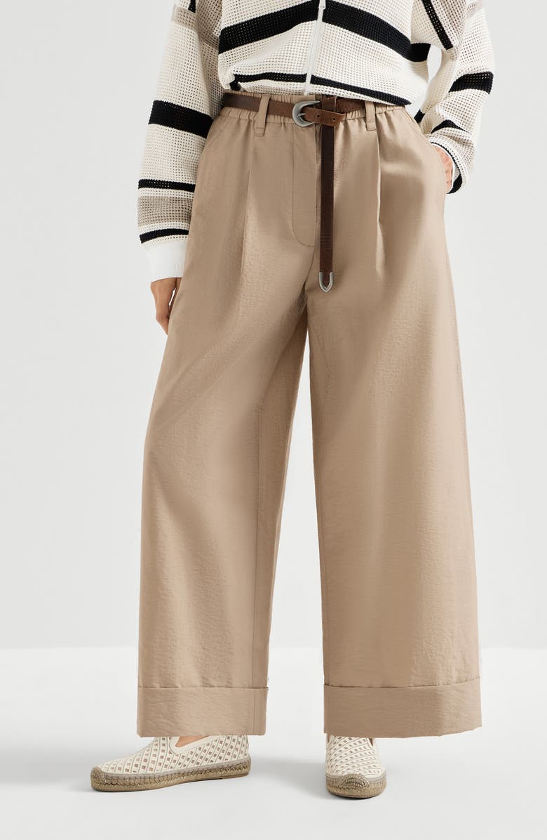 Brunello Cucinelli Boxy pleated trousers, Alternate, color, Espresso