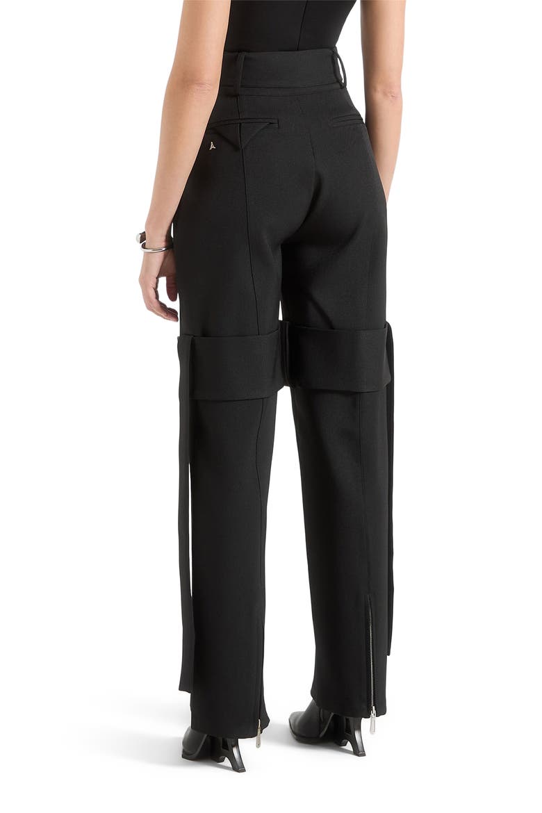 Isabelle Tailored Belted Strap Detail Trousers, Alternate, color, Black