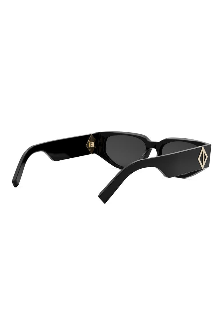 CD Diamond S7I 55mm Geometric Sunglasses, Alternate, color, SHINY BLACK / SMOKE