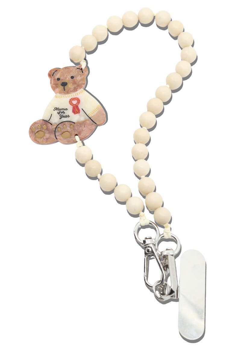 Mama Bear Beaded Phone Wrist Strap, Alternate, color, CREAM