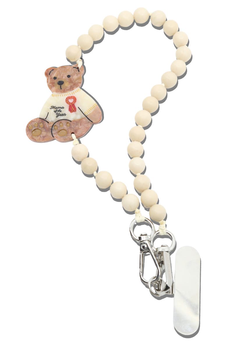 Solar Eclipse Mama Bear Beaded Phone Wrist Strap, Alternate, color, Cream