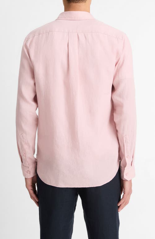Vince Men's Linen Sport Shirt In Faded Pink