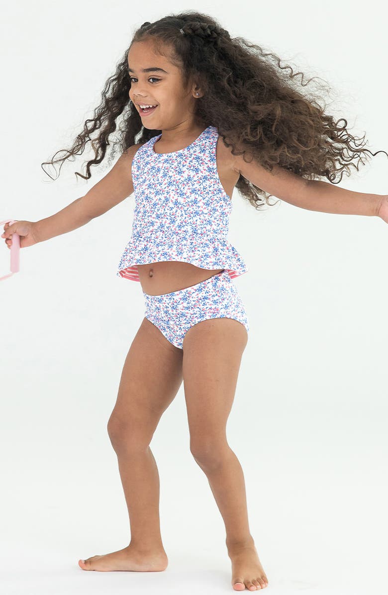 RuffleButts Kids' Cottage Tea Time Reversible Two-Piece Swimsuit, Alternate, color,