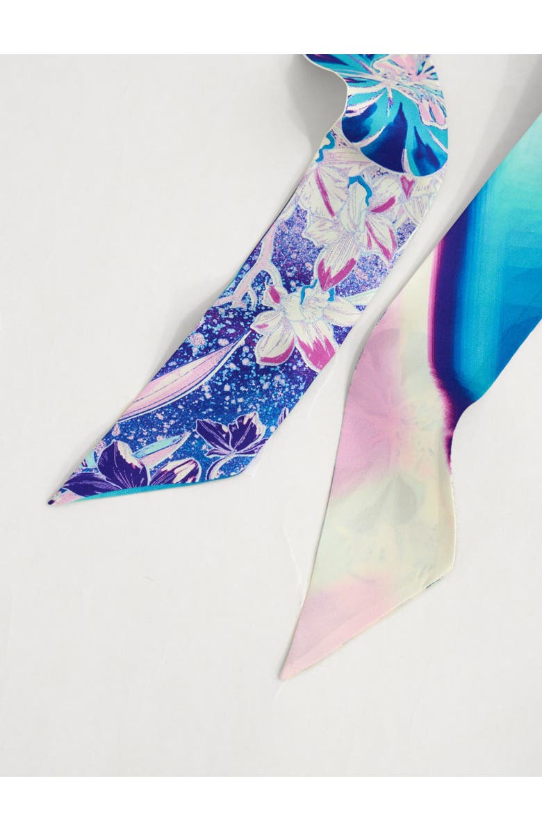 Lost Pattern X NYBG "Orchid Neon" Silk Twill Skinny Scarf, Alternate, color, Pink & Blue