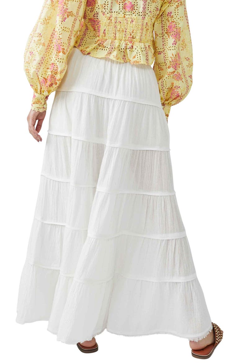 free-est Simply Smitten Tiered Cotton Maxi Skirt, Alternate, color, OPTIC WHITE