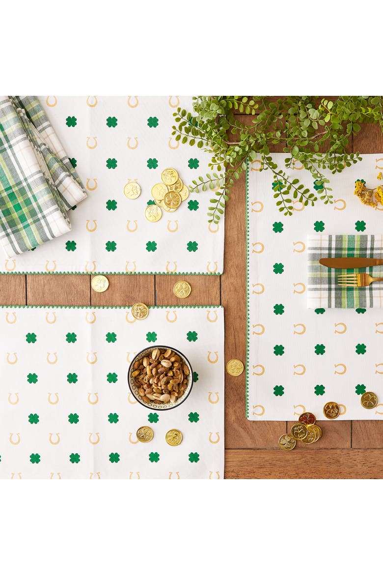 Clover Horseshoe Printed Placemat Set/4, Alternate, color, Clover Horseshoe