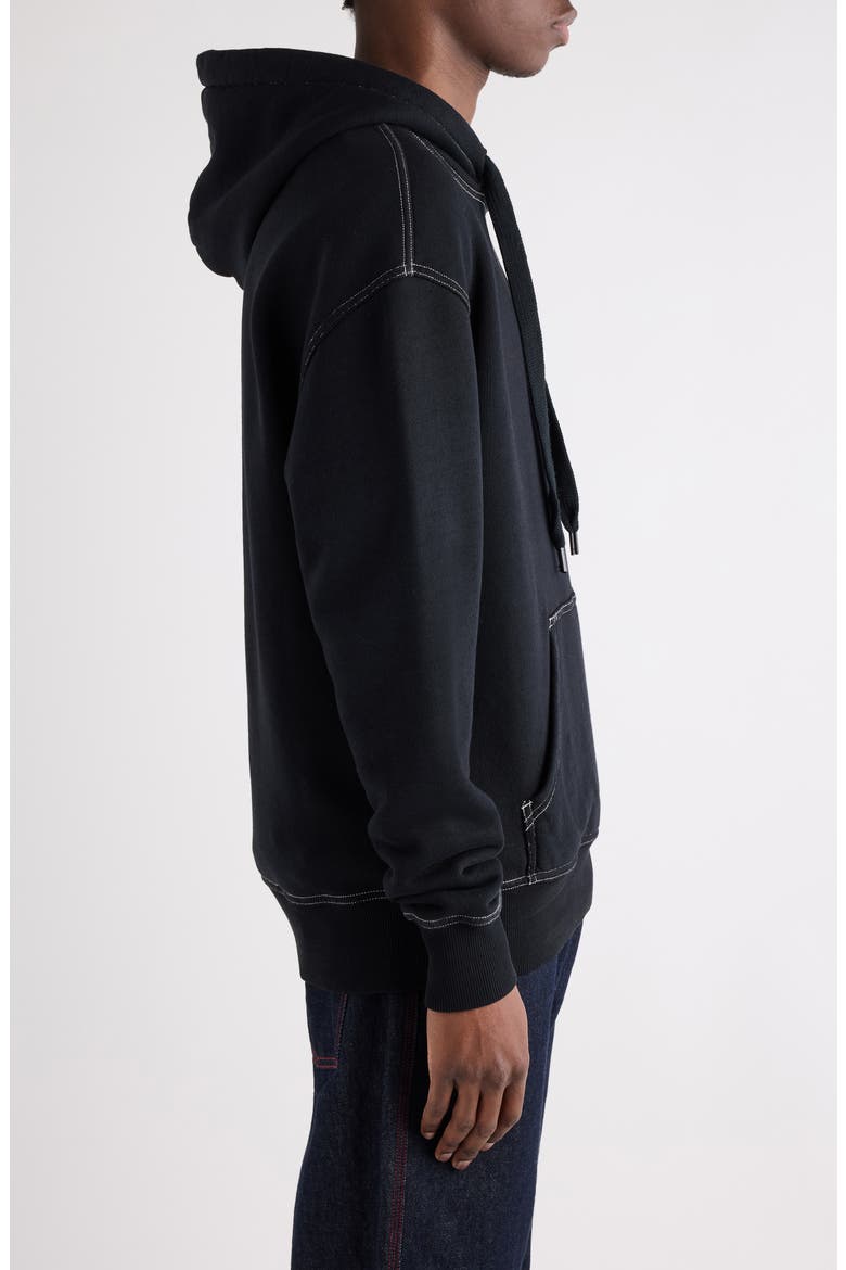Matte Oversize Logo Embroidered Hoodie, Alternate, color, BLACK
