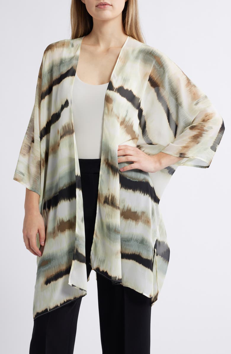 Anne Klein Abstract Print Oversize Sheer Cardigan, Main, color, 
