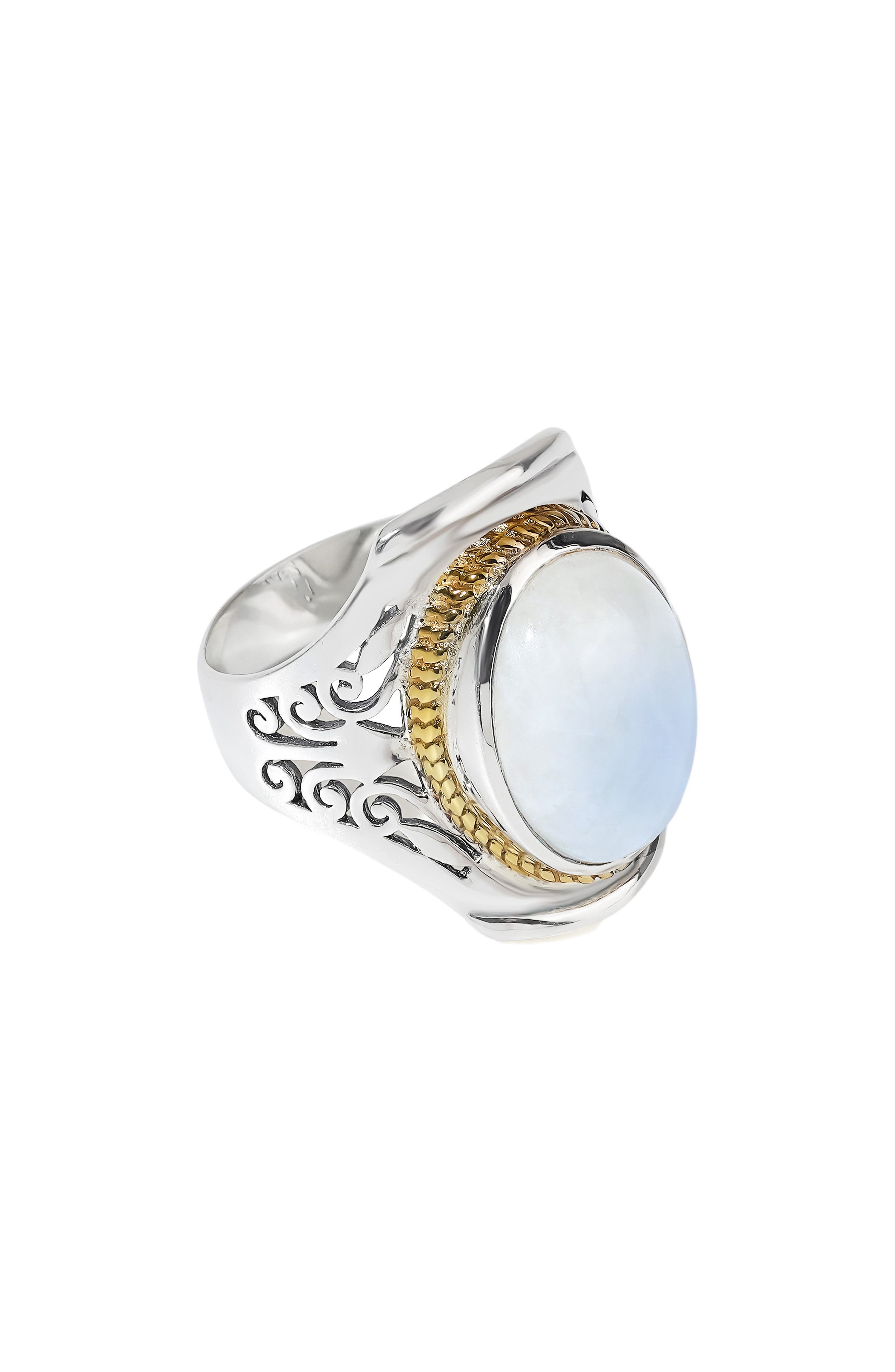 YS GEMS Moonstone Cabochon Statement Ring