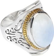YS GEMS Moonstone Cabochon Statement Ring