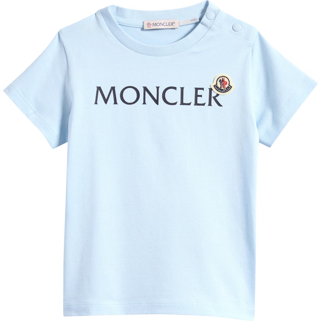 Moncler Kids' Logo Stretch Cotton Graphic T-shirt In Blue